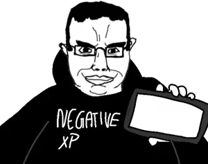 chudjak, impish soyak ears, showing phone, 1soyjak, black hair, black hoodie, glasses, hair, holding object, holding phone