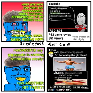 stonetoss, gigachad, nate higgers, bernd, chudjak, el perro rabioso, gapejak, lonrdbet, troonjak, wholesome soyjak