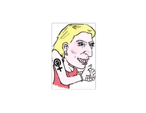 happy merchant, blonde hair, feminazi, feminism, feminist, hair, half body, hands, jewish, jewish nose