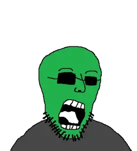scott, glowie, bald, covered eyes, fed, federal agent, glasses, glowing, gray shirt, green skin