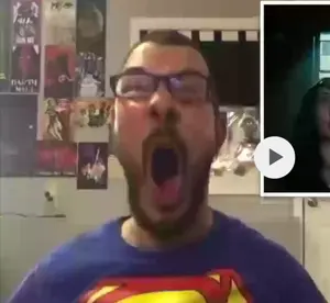 superman, reaction soyjak, irl soyjaks, 1soyjak, brown hair, closed eyes, clothes, dc comics, ear, front view