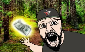 yurjak, 1soyjak, arm, beard, black eyes, black hair, clothes, dollar, forest, glasses