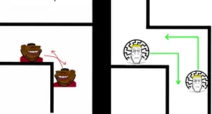 impish soyak ears, markiplier soyjak, impish tyrone, neutralplier, aryan, 2d, a10 eyes, arrow, black skin, blonde hair