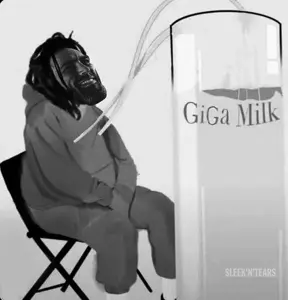 gigachad, animal, beard, black eyes, black hair, breast milk, edit, edited, fat, food