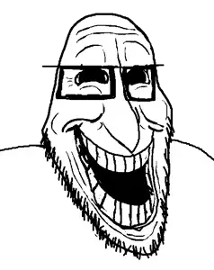 trollface, xooldude, 1soyjak, bald, black eyes, cool, crazy, dialated eyes, dudeman, glasses