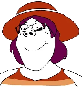 gapejak, female gapejak, femjak, foidjaks, 1soyjak, black eyes, blush lines, closed mouth, clothes, dress