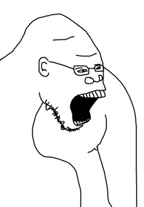 ape, unknown, 1soyjak, ape, bald, black eyes, ear, glasses, gorilla, looking to the right