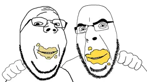 cobson, gapejak, wholesome soyjak, no more brother wars, nonexistent namefags, 2soyjaks, bald, butter, closed mouth, food