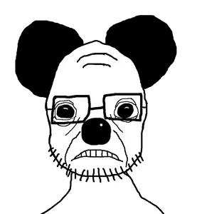 mickey mouse, feraljak, mousejak, commierat, kenneth, fusionjaks, 1soyjak, bald, beady eyes, black eyes