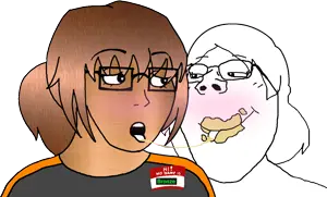 gapejak, soyak, female gapejak, soygirl, femjak, foidjaks, namefag yuri, 2soyjaks, black eyes, blush