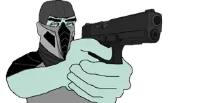 smoke (mortal kombat), chudjak, perceptive chud, abs, angry, armor, buff, bushy eyebrows, chest, chestplate
