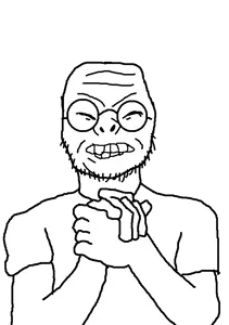 happy merchant, soykio kid, soynin, angry, bald, big ears, clothes, ear, front view, glasses
