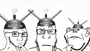 impish soyak ears, markiplier soyjak, soyak, neutralplier, 3soyjaks, bald, beard, closed mouth, ear, front view