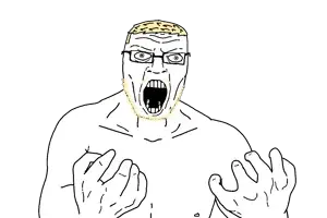 dumjacque, arianjacque, aryan, 1soyjak, a10 eyes, angry, arm, blonde beard, blonde hair, blue eyes