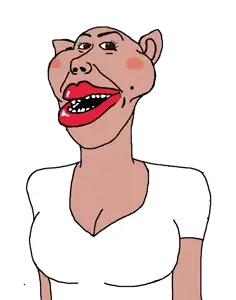 impish soyak ears, ameribimbo, impish amerimutt, femjak, foidjaks, 1soyjak, bald, breasts, ear, eyelashes