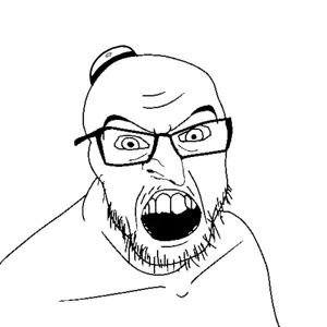 happy merchant, feraljak, kosherferal, fusionjaks, kosherjaks, 1soyjak, angry, bald, black eyes, black hair