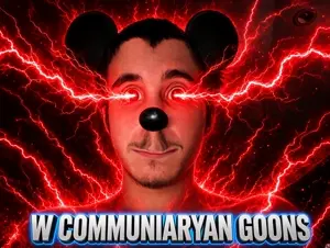 mickey mouse, commiejak, mickey, 1soyjak, animal, animal ears, black eyes, black hair, closed mouth, disney