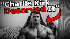 gigachad, deserved it, buff, charlie kirk, foodistzen, gray skin, grayscale, hair, sitting at computer, thumbnail