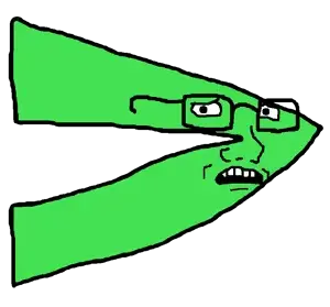 soyak, soyak (concerned), remastered soyjaks, >, 1soyjak, arrow, black eyes, full body, glasses, green skin