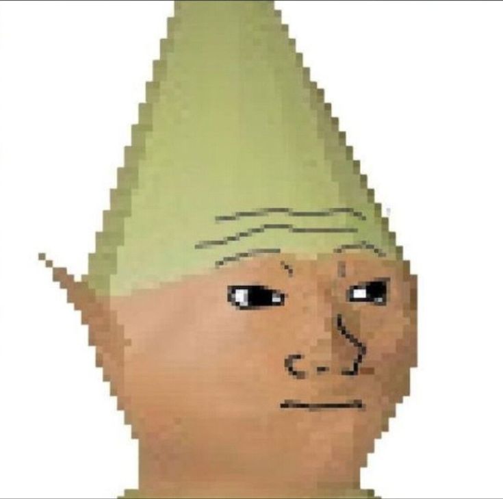 gnome child, wojak, black eyes, closed mouth, dank, gnome, green hat, green shirt, neutral, no beard