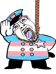 police man ganson, bernd, 1soyjak, ack, balding, baton, black eyes, blue tongue, eyelashes, full body
