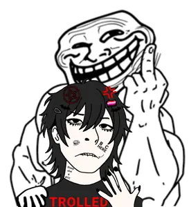 trollface, cobson, pawbson, 💢, 1soyjak, anger mark, annoyed, biting lip, black hair, brapped comment section☣️☣️☣️ do not enter☣️☣️☣️