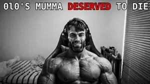 0l0s mom, gigachad, deserved it, beard, black eyes, buff, foodistzen, front view, gray background, gray eyes