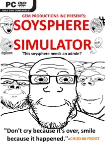 bernd, gapejak, markiplier soyjak, soyak, the soybooru logo, wholesome soyjak, black eyes, cover, front view, glasses
