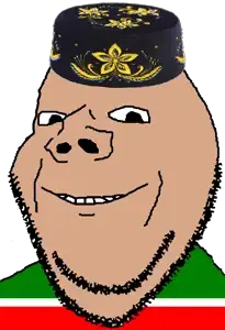 impish, bald, cap, chin, clothes, flag, half open mouth, hat, looking at you, no glasses