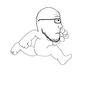 markiplier soyjak, neutralplier, 1soyjak, animated, bald, black eyes, chubby, closed mouth, front view, full body