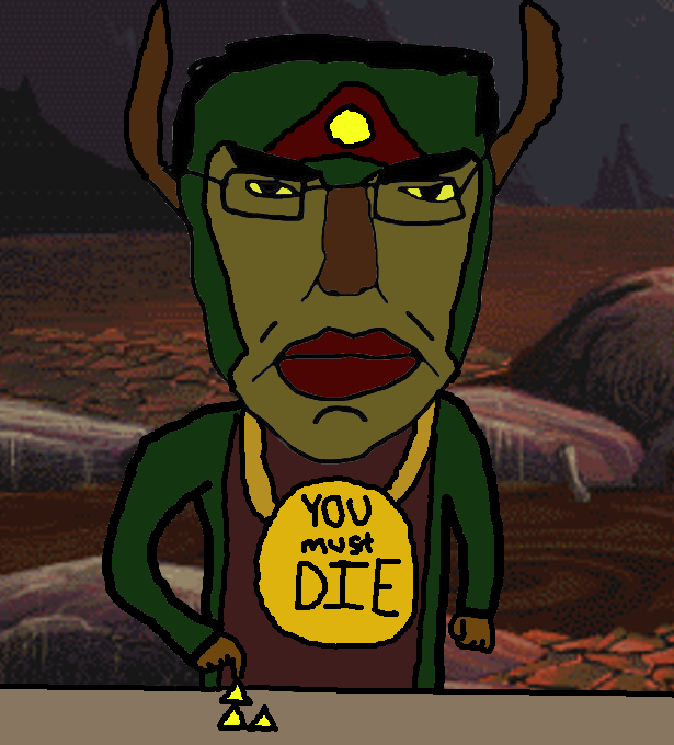 ganondorf, chudjak, pol face, arm, brown skin, closed mouth, glasses, green skin, hair, hands