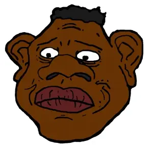 sheeeit, 1nas, african american, big lips, big nose, black eyes, black hair, brown skin, concerned, ear