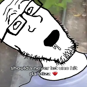 markiplier soyjak, threefourthsplier, 1soyjak, bald, black eyes, caption, clothes, drool, drooling, glasses