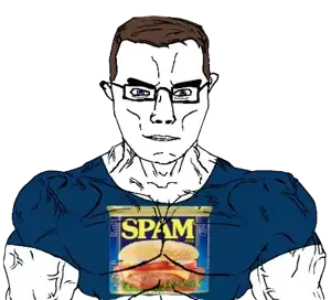 chudjak, chudjak front, muscular chud, blue shirt, brown hair, glasses, hair, spam