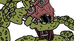 springtrap, feraljak, 1soyjak, animatronic, bald, flesh, fursuit, glasses, hands, looking at you