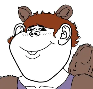 impish soyak ears, female impish ears, femjak, 1soyjak, animal, animal ears, anthro, black eyes, brown hair, buck teeth