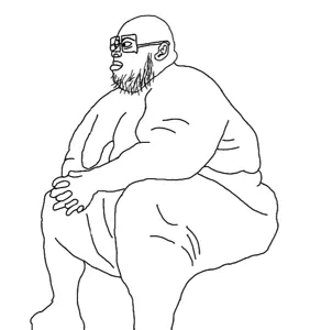 sidejaks, 1soyjak, bald, beard, black eyes, closed mouth, ear, edp445, edpjak, fat
