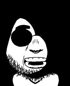 ippo makunouchi, ippojak, rapeson, 1soyjak, bald, big head, black background, black eyes, front view, glasses
