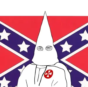 feraljak, angry, cape, clothes, confederate, emblem, flag, hat, hood, kkk