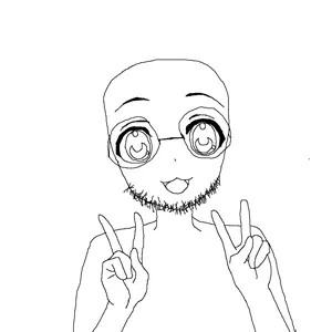 unknown, 1soyjak, anime, anime girl, bald, black hair, female, front view, glasses, hair