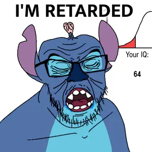 feraljak, 1soyjak, bald, blue skin, closed eyes, drool, ear, front view, glasses, half body
