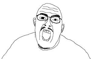 hydejak, 1soyjak, bald, black eyes, ear, glasses, looking at you, mustache, nuvariant, open eyes