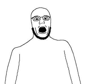 stujak, unknown, 1soyjak, bald, black eyes, eyebrows, front view, glasses, half body, looking at you