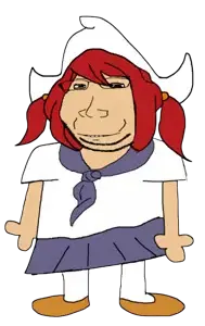 gapejak, massjak, wholesome soyjak, 1soyjak, black eyes, closed mouth, clothes, dress, full body, glasses