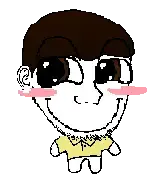 soyak, fun sized soyak, soyak (cheeky), fun sized namefags, big eyes, blush, brown eyes, brown hair, closed mouth, collared shirt