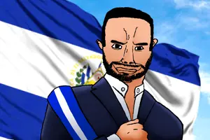 chudjak, 1soyjak, beard, black eyes, black hair, bukele, closed mouth, clothes, el salvador, flag