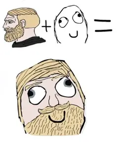 yes chad, beard, black eyes, closed mouth, combination, derp, no beard, no glasses, open eyes, uncolored skin