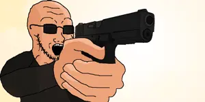 soyak, 1soyjak, bald, battlefield, battlefield hardline, black jacket, black shirt, glasses, glock, glock 17