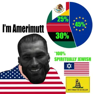 gigachad, happy merchant, feraljak, amerimutt, 1soyjak, animal, dont tread on me, english text, gadsden flag, graph