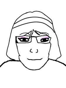 markiplier soyjak, female markiplier, lawrence, femjak, 1soyjak, beanie, black eyes, closed mouth, clothes, front view